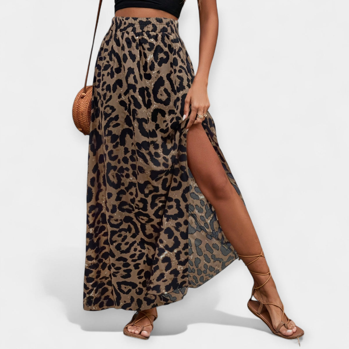 Stupenda Gonna Midi in Stile Leopardo - Eleganza Selvaggia per Ogni Occasione!