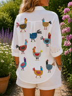 RINA™ | Blusa Donna galline giocose - Stile Unico e Divertente!