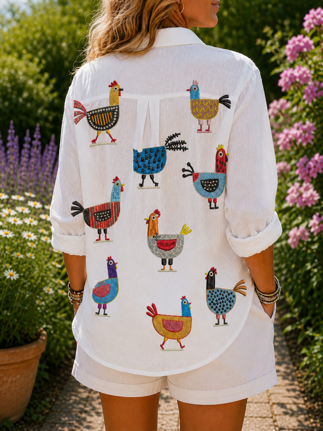 RINA™ | Blusa Donna galline giocose - Stile Unico e Divertente!