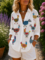 RINA™ | Blusa Donna galline giocose - Stile Unico e Divertente!