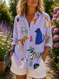 DELFA™ | Blusa Donna con cagnolini giocosi - Stile e Gioco!