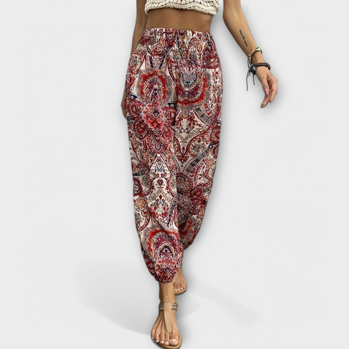 Escarlete - Pantaloni Etnici alla Moda con Grafica Unica