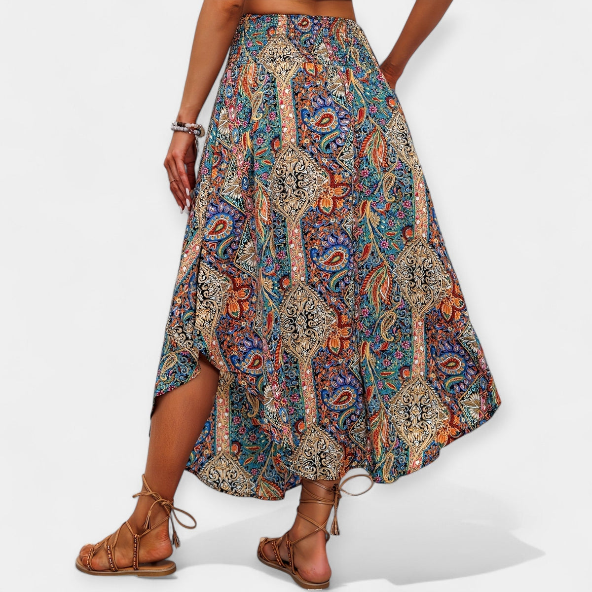 Elegante Gonna Midi Floreale a Vita Alta - Stile e Comfort per Ogni Occasione!