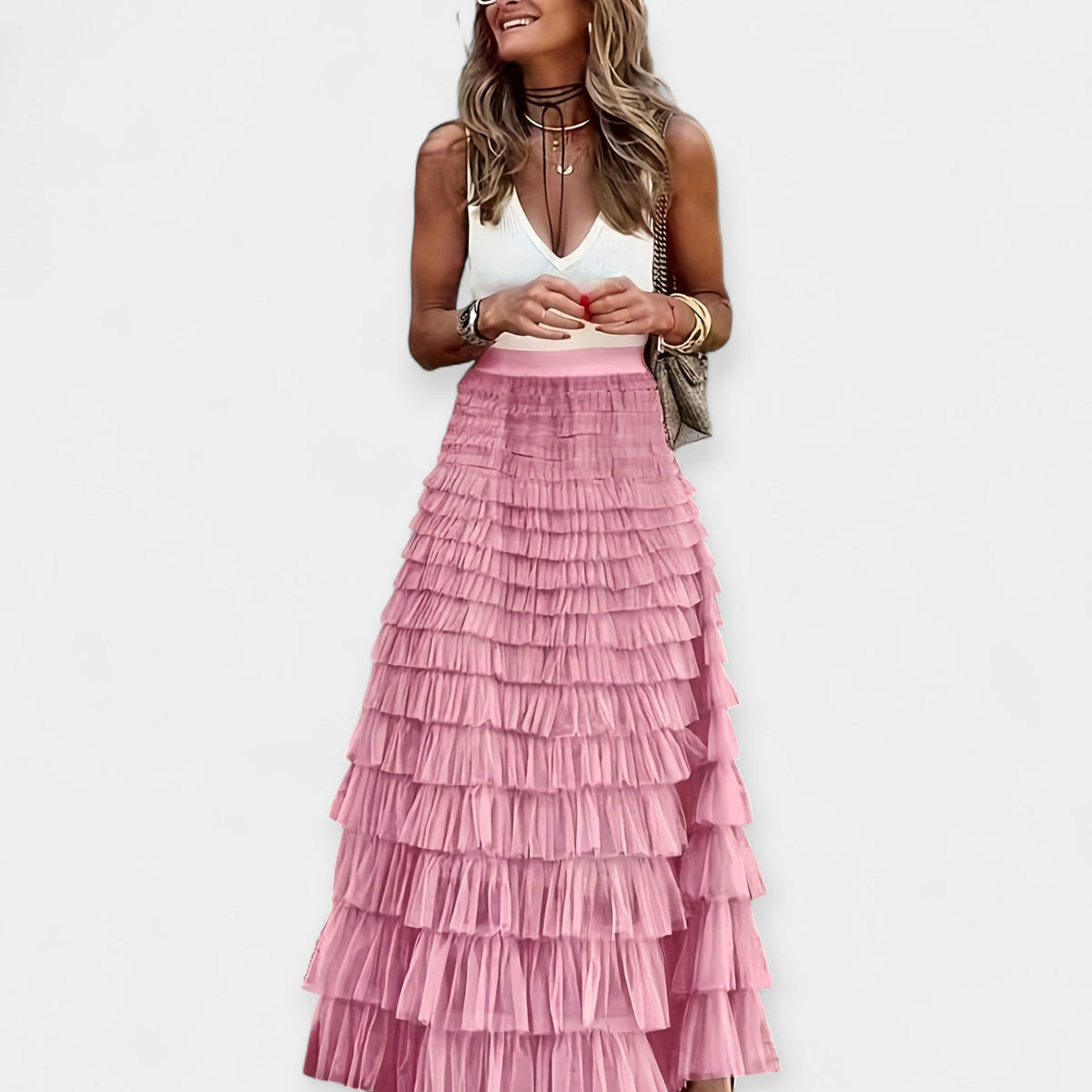 Stupenda Gonna Boho in Raso: Eleganza e Stile Unico