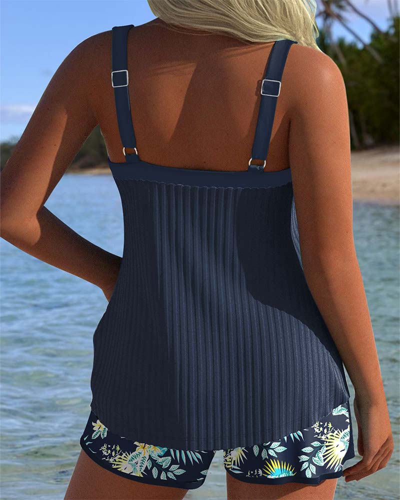 THERESA™ | Tankini a Righe Chic con Parte Inferiore a Due Pezzi