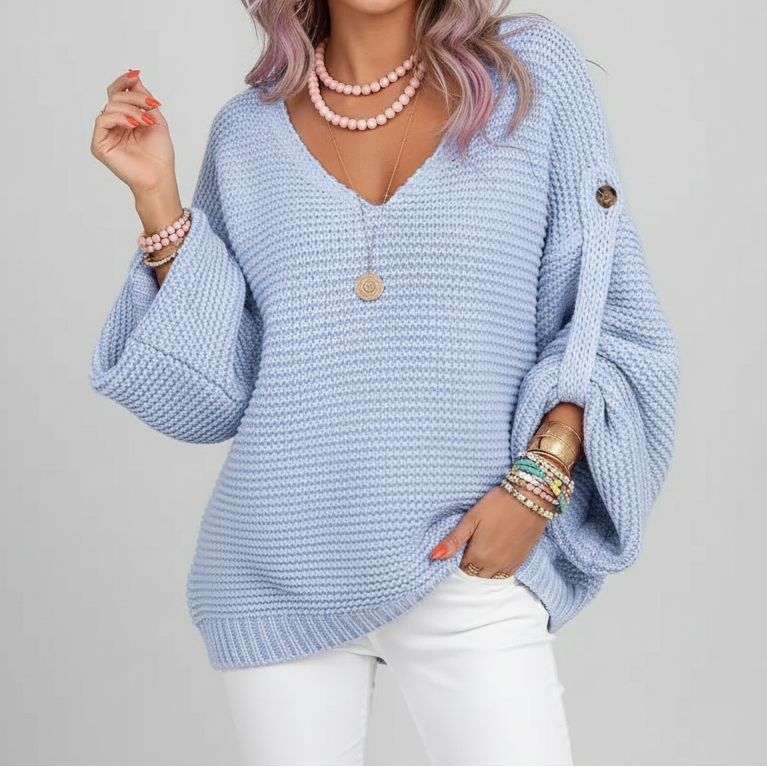 ELARA | Maglione a Maglia con Collo a V - Stile e Comfort per Ogni Occasione!