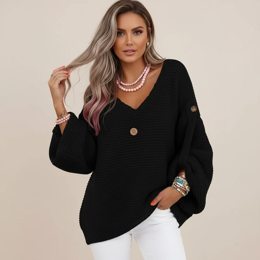 ELARA | Maglione a Maglia con Collo a V - Stile e Comfort per Ogni Occasione!