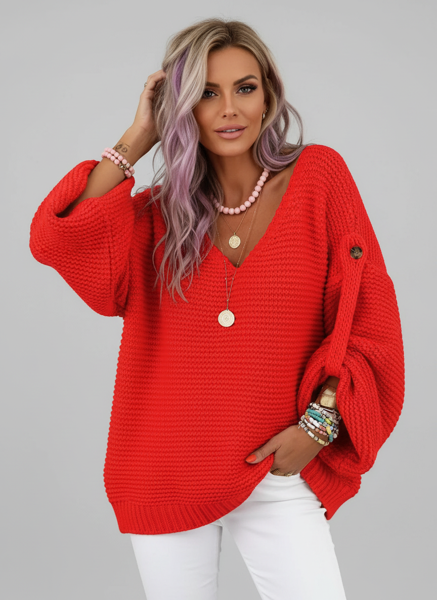 ELARA | Maglione a Maglia con Collo a V - Stile e Comfort per Ogni Occasione!