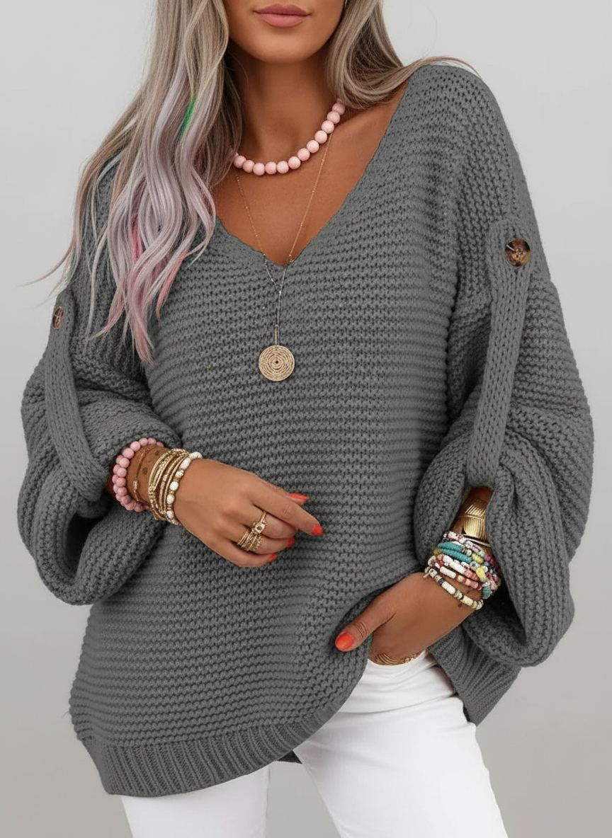 ELARA | Maglione a Maglia con Collo a V - Stile e Comfort per Ogni Occasione!