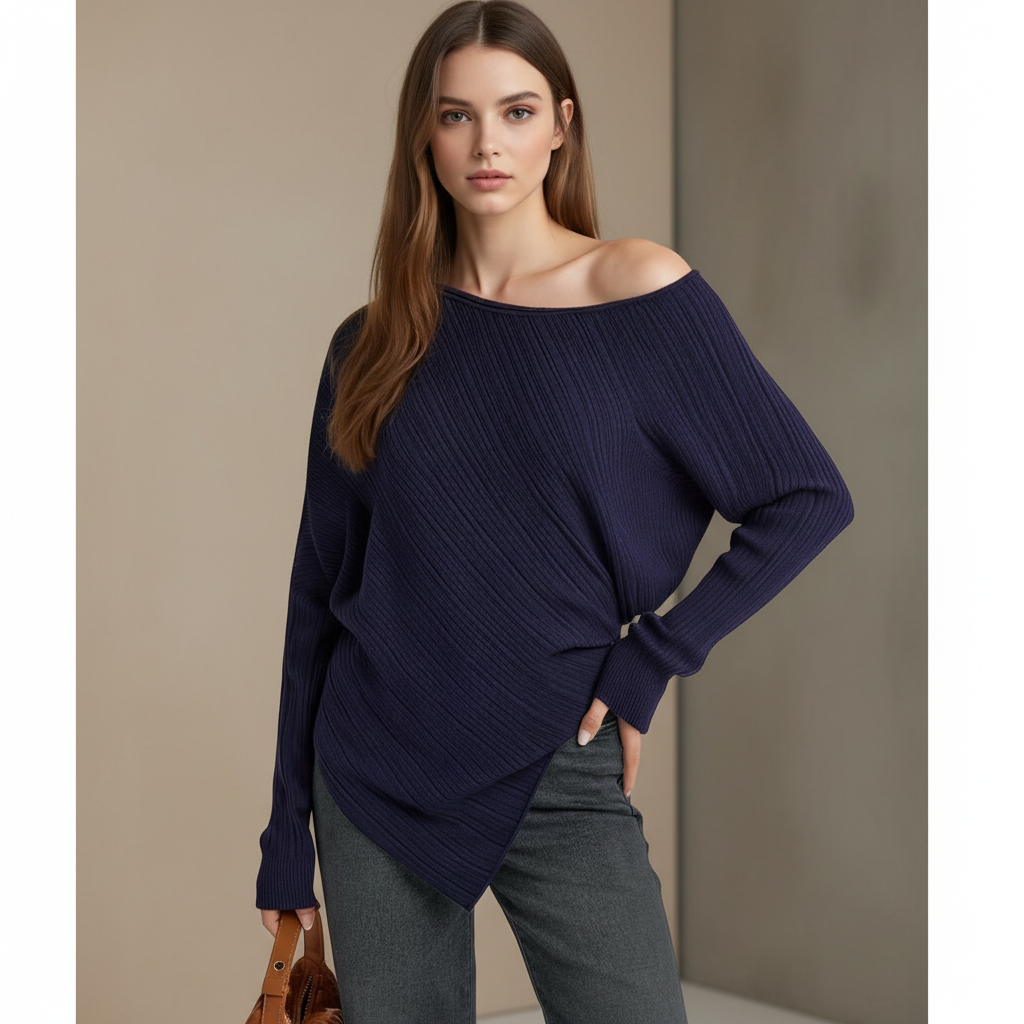 Maglione Asimmetrico con Spalla Scoperta: Stile Unico per Ogni Occasione!