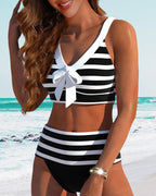 ALINA™ | Bikini a Strisce con Vita Alta - Stile e Comfort per l'Estate!