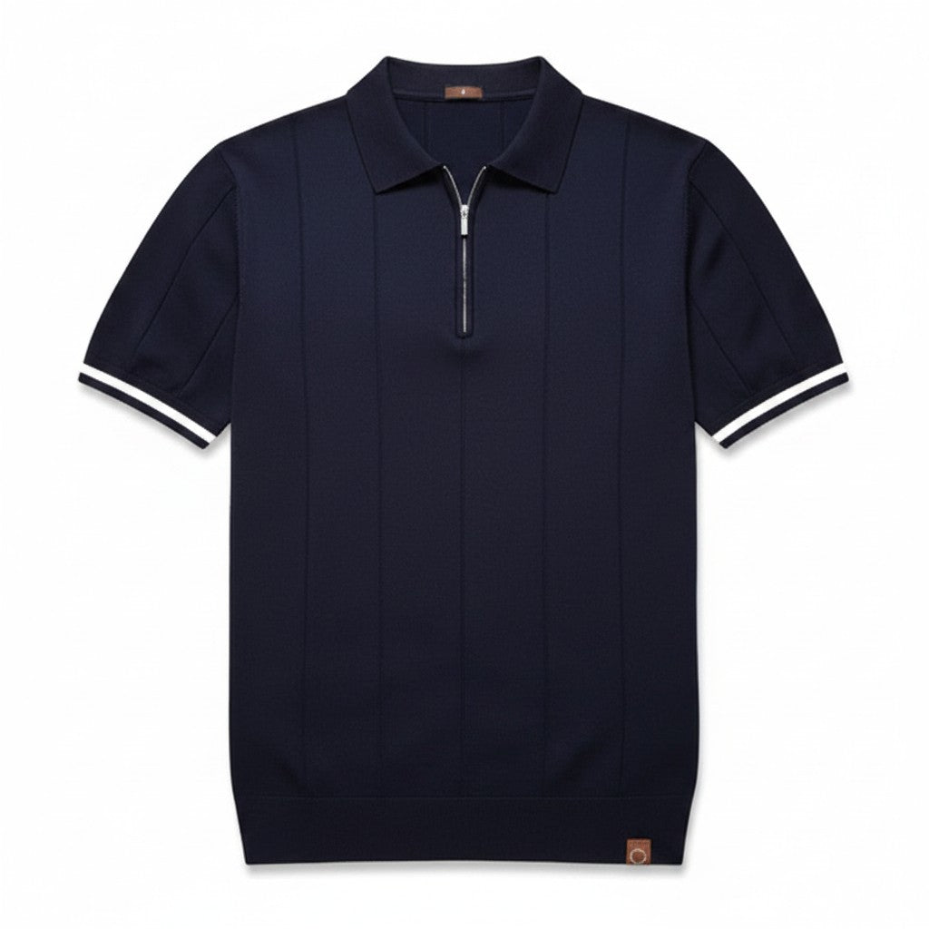 EROS | Polo con Collo Zip e Maniche a Righe - Stile e Comfort Unici!