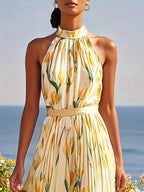Tulipa™ - Maxi Abito Halterneck con Design a Tulipano: Eleganza e Stile Unici!