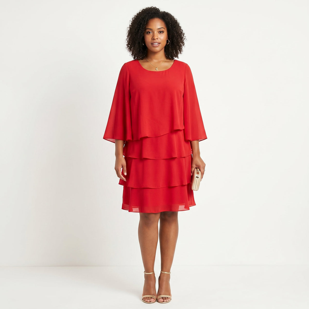 Rosário - Abito a Strati con Maniche a Campana: Eleganza e Stile Unici