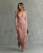 Chiara | Abito Elegante con Maniche a Frange - Stile Unico per Occasioni Speciali