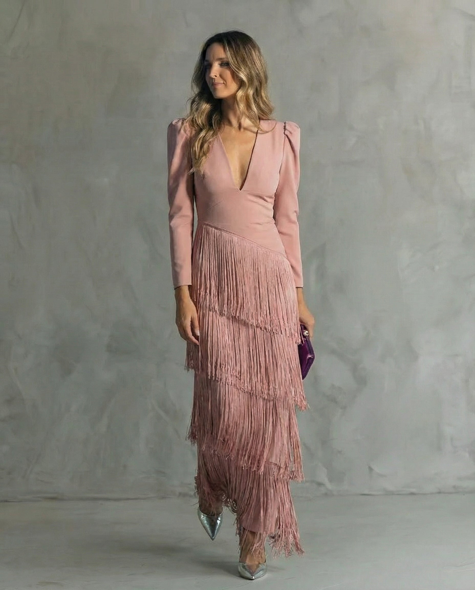 Chiara | Abito Elegante con Maniche a Frange - Stile Unico per Occasioni Speciali