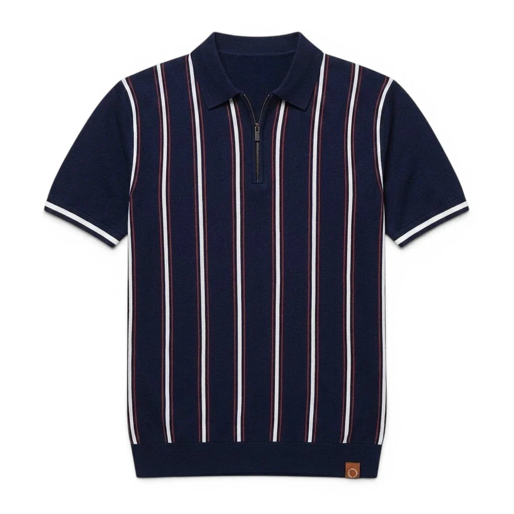REED | Polo a Strisce Retro con Zip - Stile Unico e Comfort Incredibile!