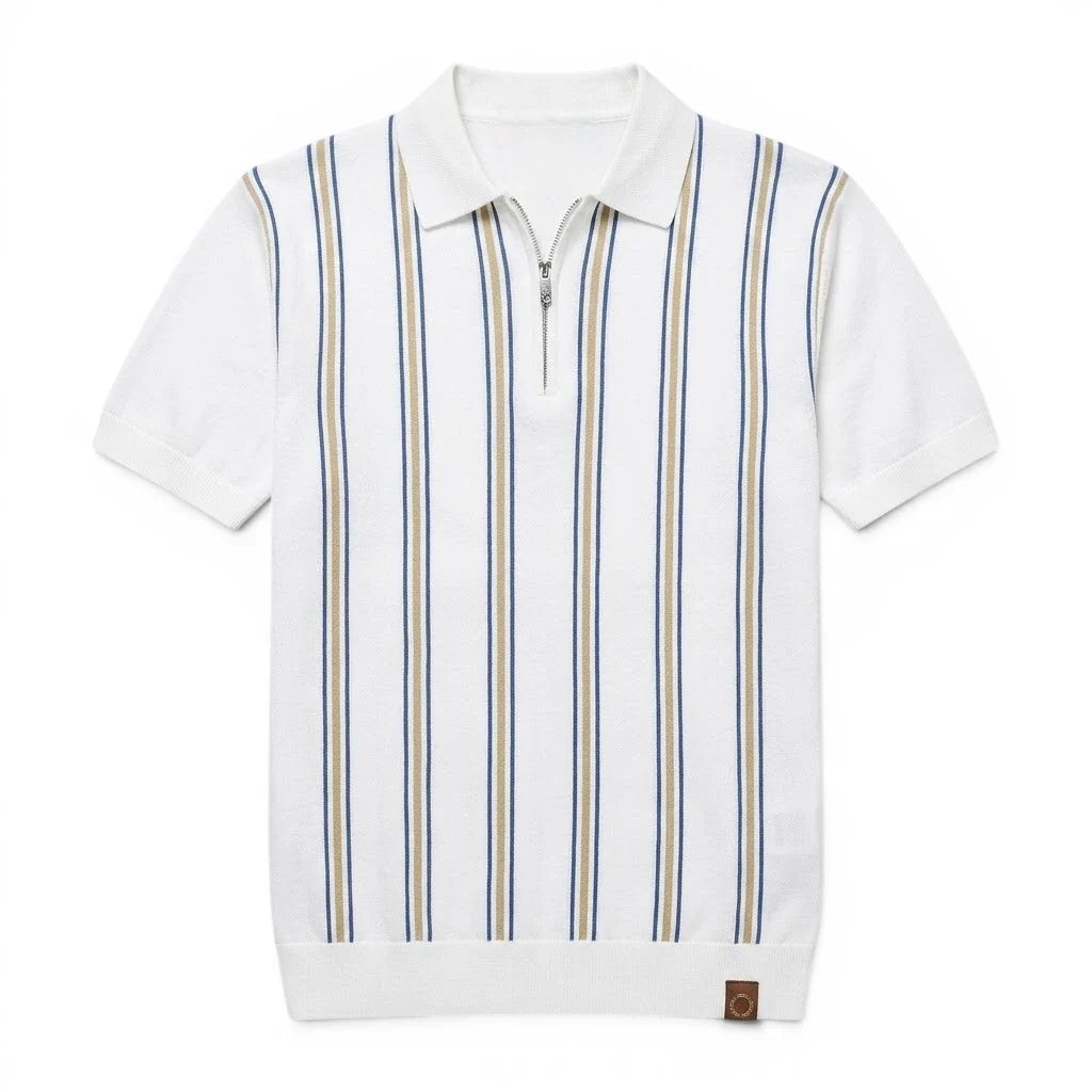 REED | Polo a Strisce Retro con Zip - Stile Unico e Comfort Incredibile!