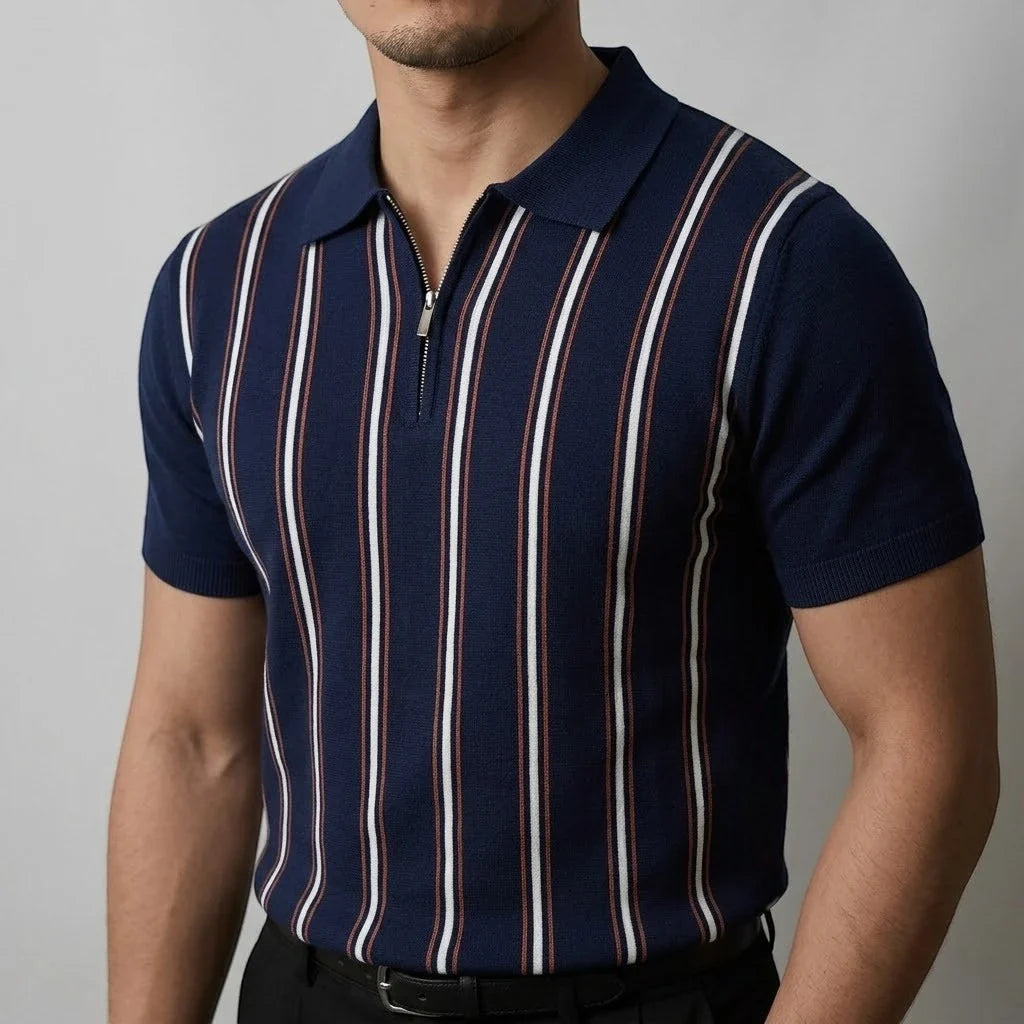 REED | Polo a Strisce Retro con Zip - Stile Unico e Comfort Incredibile!