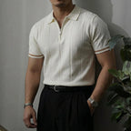 EROS | Polo con Collo Zip e Maniche a Righe - Stile e Comfort Unici!