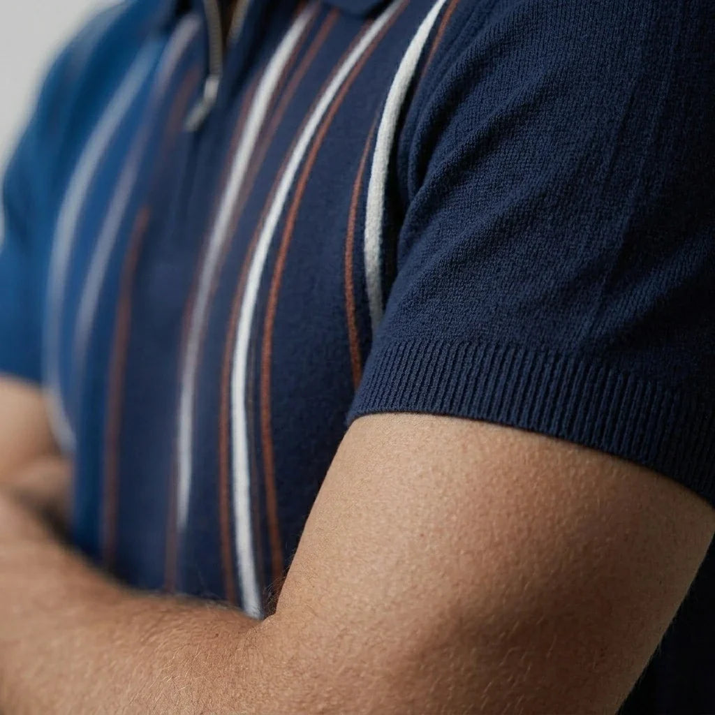 REED | Polo a Strisce Retro con Zip - Stile Unico e Comfort Incredibile!