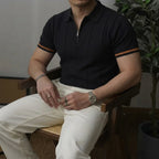 EROS | Polo con Collo Zip e Maniche a Righe - Stile e Comfort Unici!