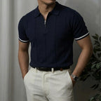 EROS | Polo con Collo Zip e Maniche a Righe - Stile e Comfort Unici!