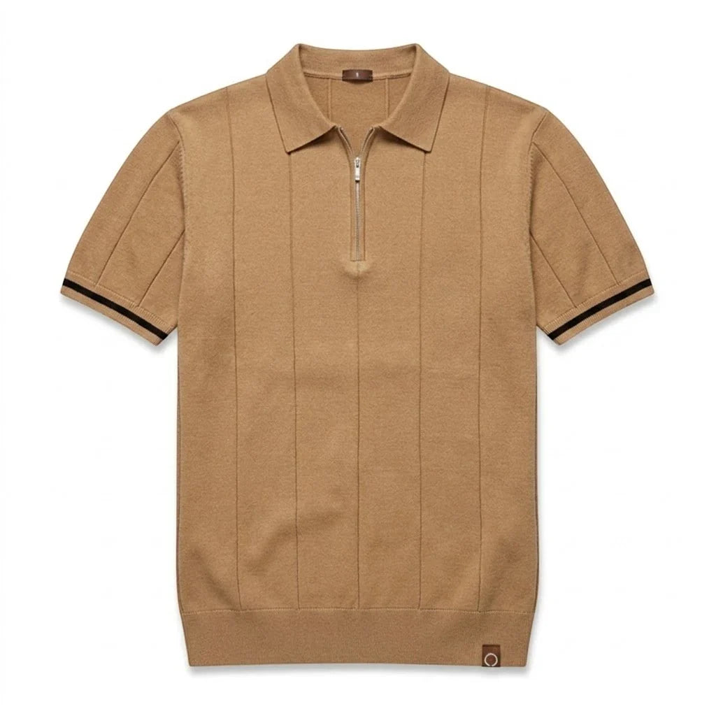 EROS | Polo con Collo Zip e Maniche a Righe - Stile e Comfort Unici!