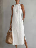Jimena | Abito Midi in Lino con Collo Mao - Eleganza e Comfort per Ogni Occasione!