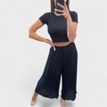 Maia - Eleganti Pantaloni Plissettati Neri per un Look Chic