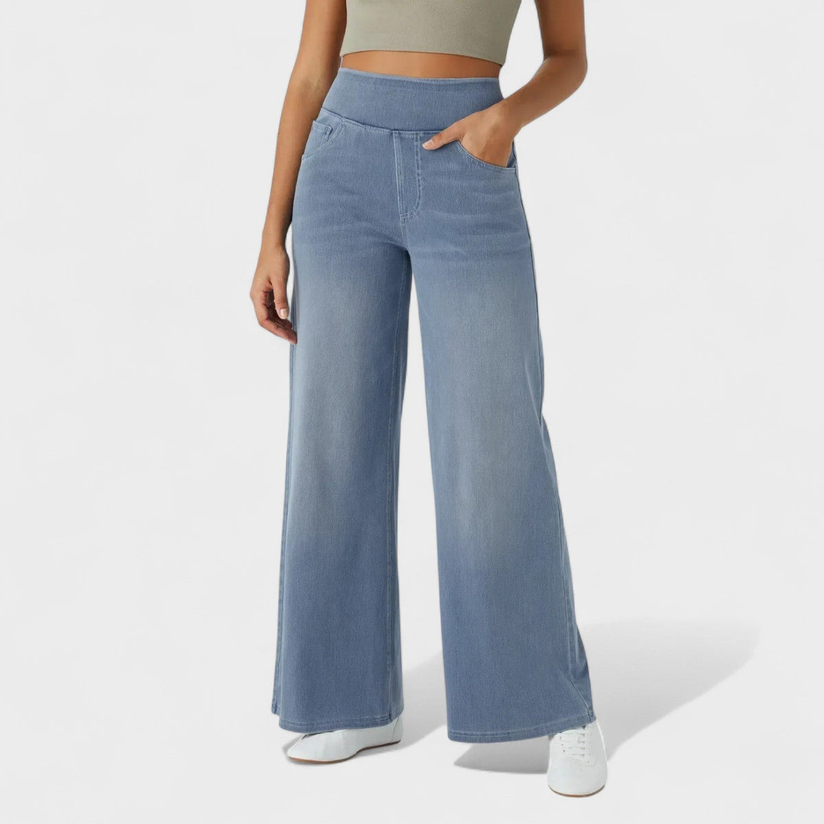 Irene - Pantaloni Denim a Gamba Larga: Stile e Comfort per Ogni Occasione!