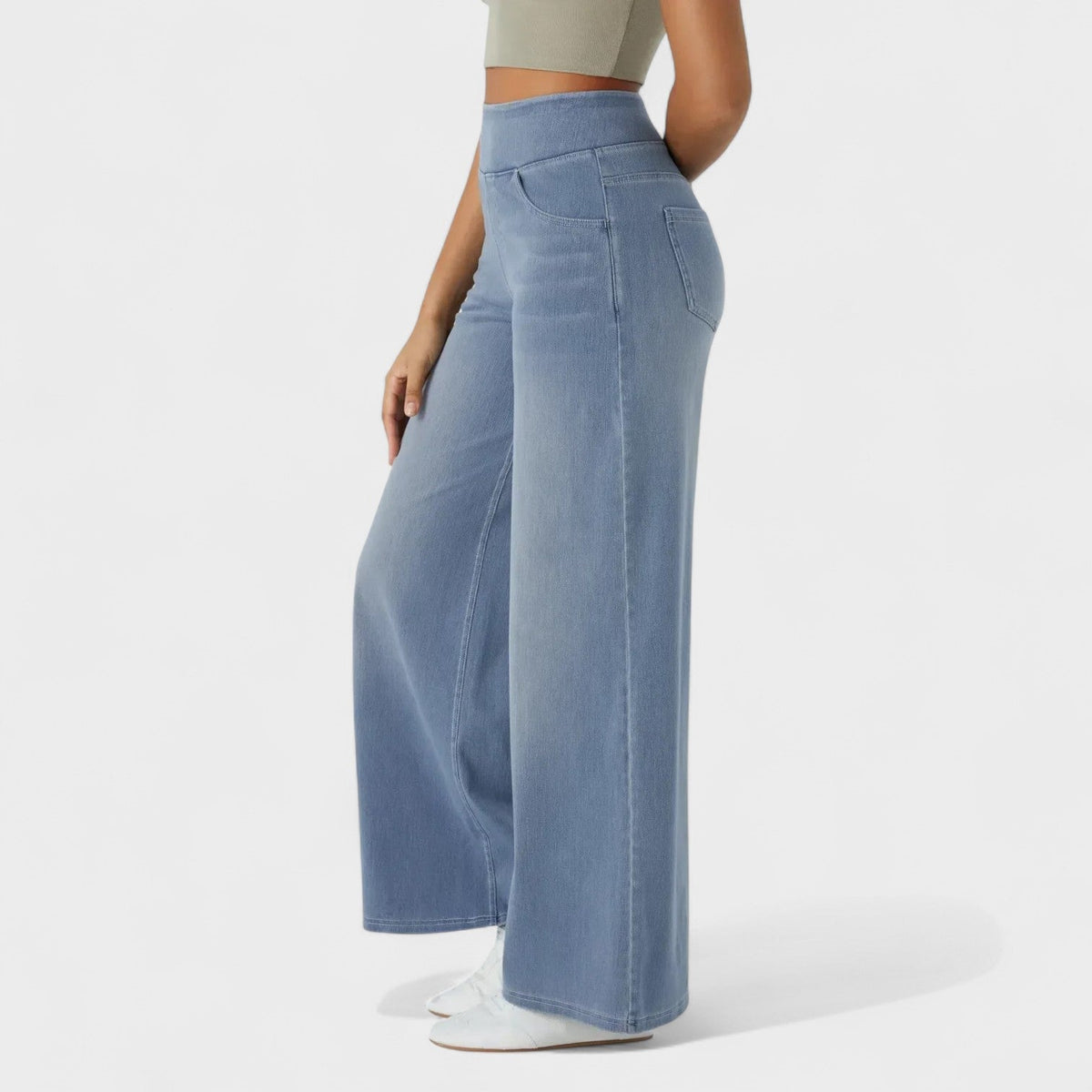 Irene - Pantaloni Denim a Gamba Larga: Stile e Comfort per Ogni Occasione!