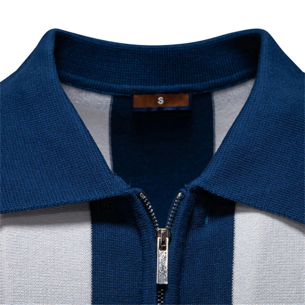 LORIS | Polo a Righe Bold con Zip - Stile Unico e Comfort Incredibile!