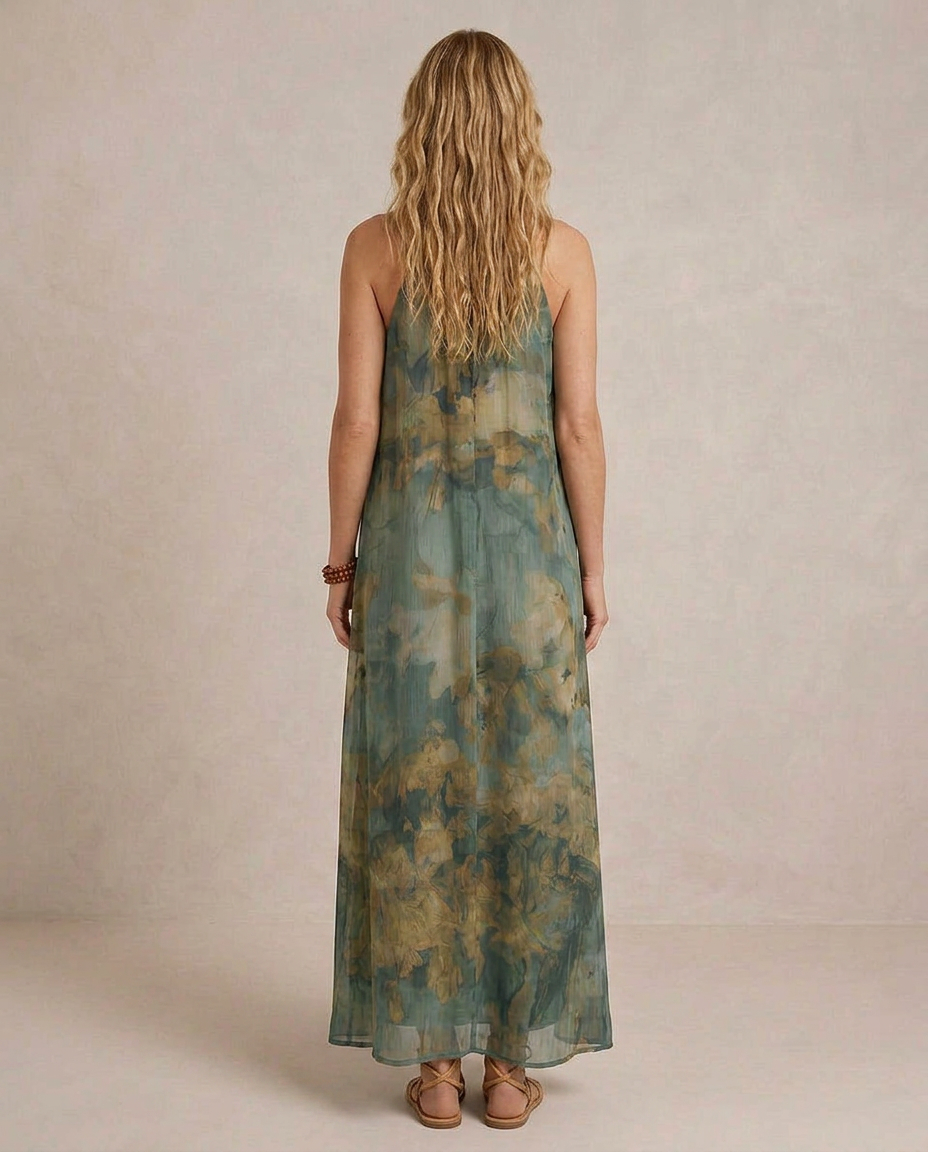 FLORA | Maxi Abito Chiffon Floreale Boho - Eleganza Naturale per Ogni Occasione!