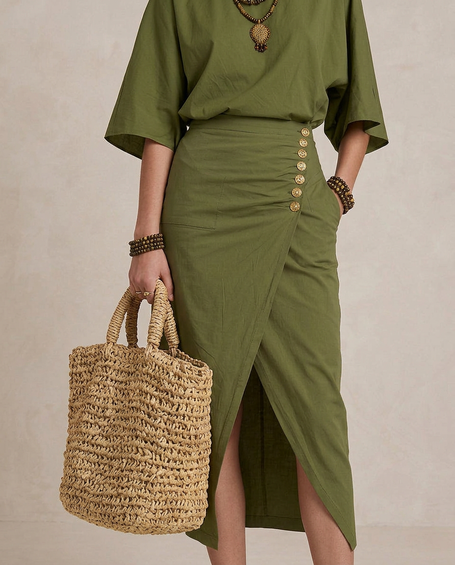 Abito Midi Boho Verde Oliva Marta - Stile Unico per Ogni Occasione!