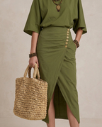 Abito Midi Boho Verde Oliva Marta - Stile Unico per Ogni Occasione!