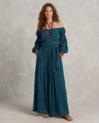 ARIANA | Maxi Abito Teal con Spalle Scoperte - Eleganza e Stile Unici!