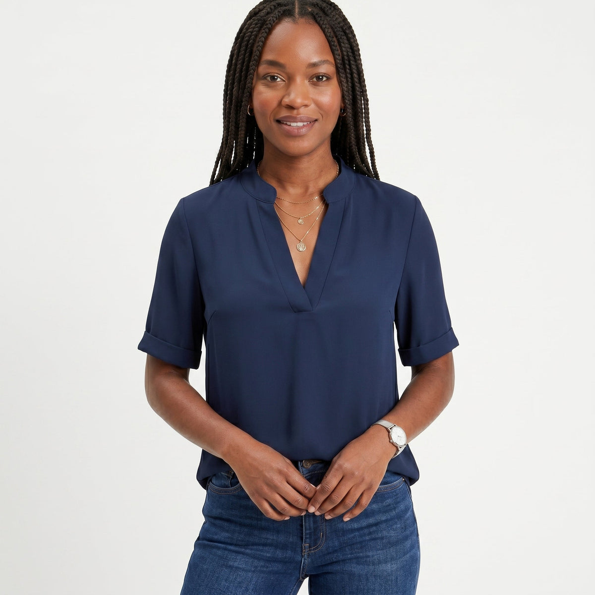 Célia - Blusa Fluida con Collo a V Elegante e Versatile
