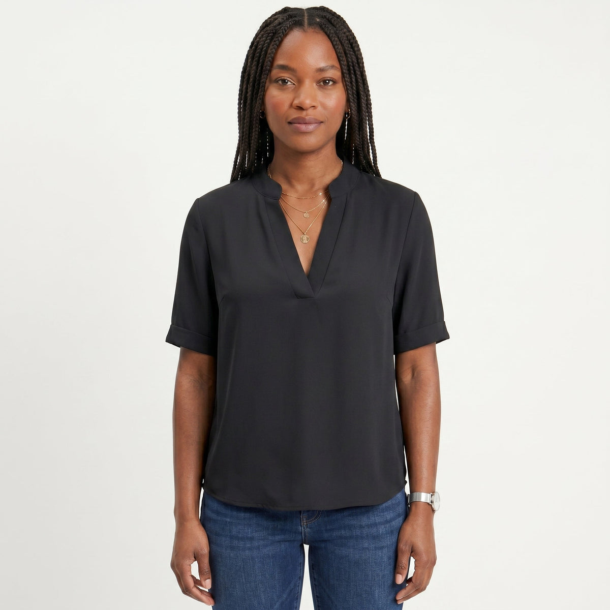Célia - Blusa Fluida con Collo a V Elegante e Versatile
