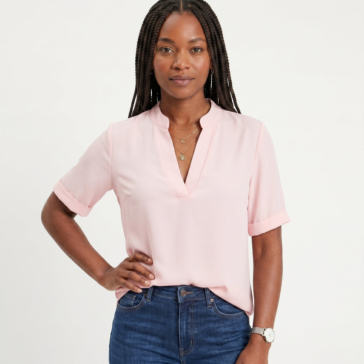 Célia - Blusa Fluida con Collo a V Elegante e Versatile