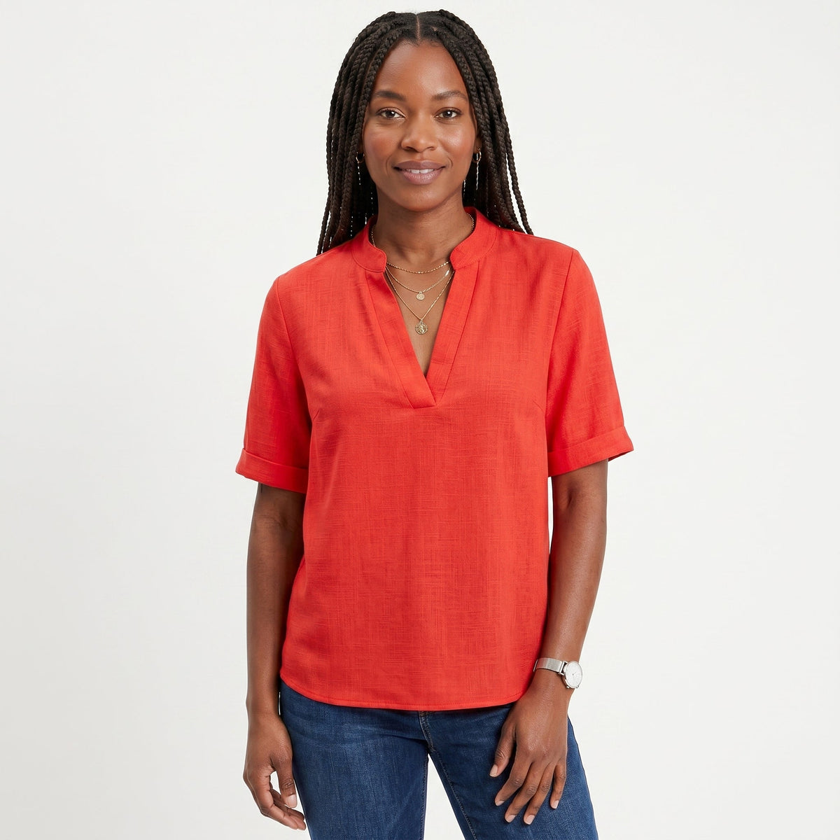 Célia - Blusa Fluida con Collo a V Elegante e Versatile