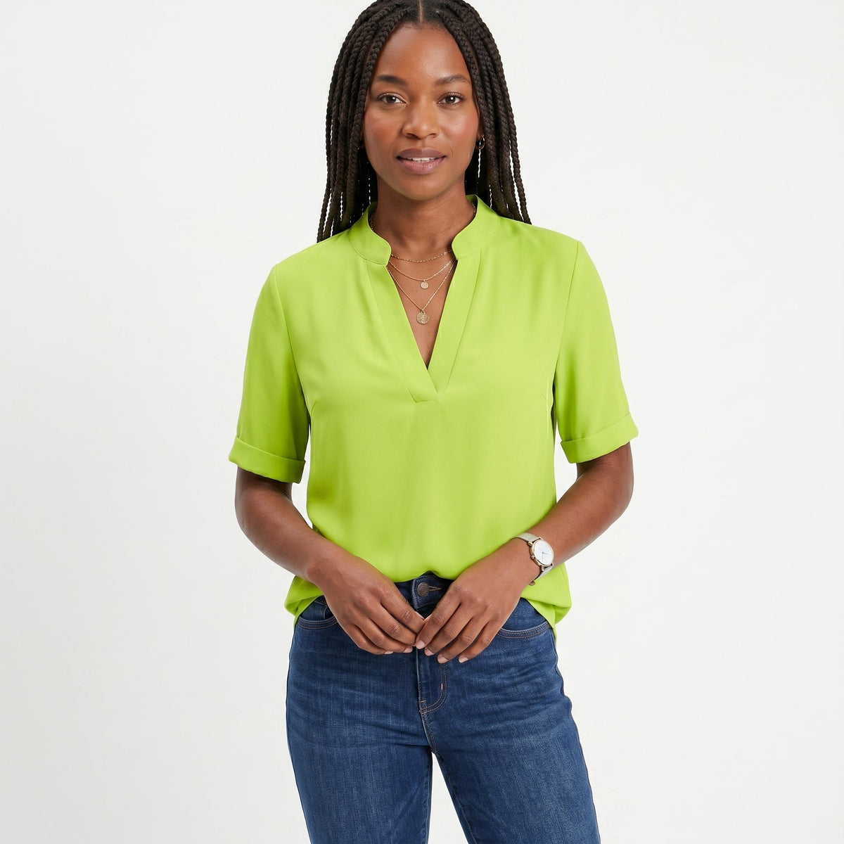 Célia - Blusa Fluida con Collo a V Elegante e Versatile