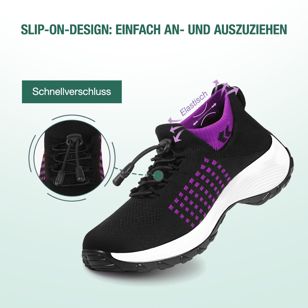 Scarpe Ambulo Comfort in Tessuto a Maglia - Stile Viola e Nero per il Tuo Comfort Quotidiano