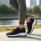 Scarpe Ambulo Comfort in Tessuto a Maglia - Stile Viola e Nero per il Tuo Comfort Quotidiano
