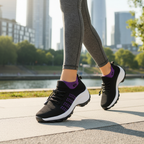 Scarpe Ambulo Comfort in Tessuto a Maglia - Stile Viola e Nero per il Tuo Comfort Quotidiano