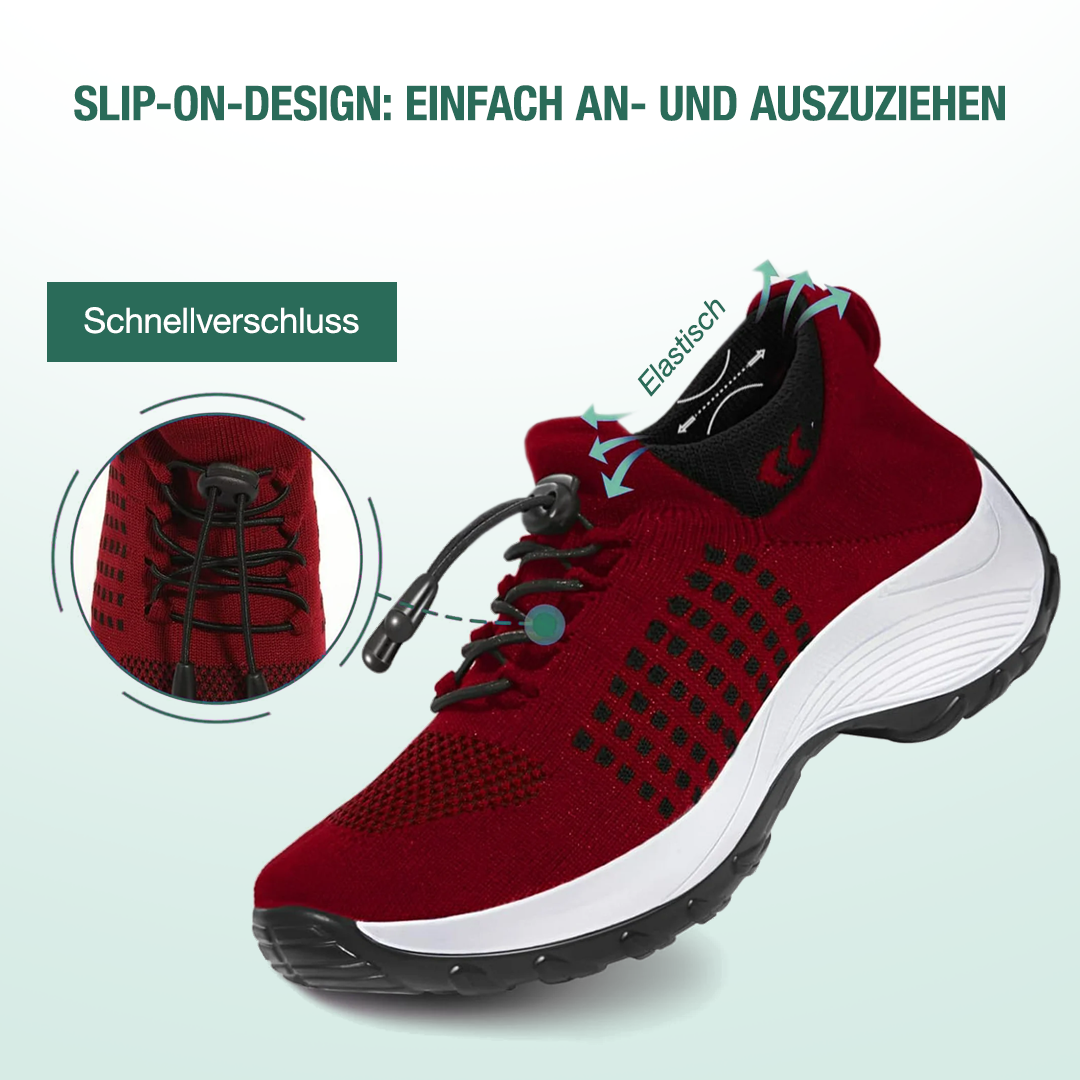 Scarpe Ambulo Comfort in Tessuto Knit - Nero e Rosso, il Tuo Stile Confortevole!