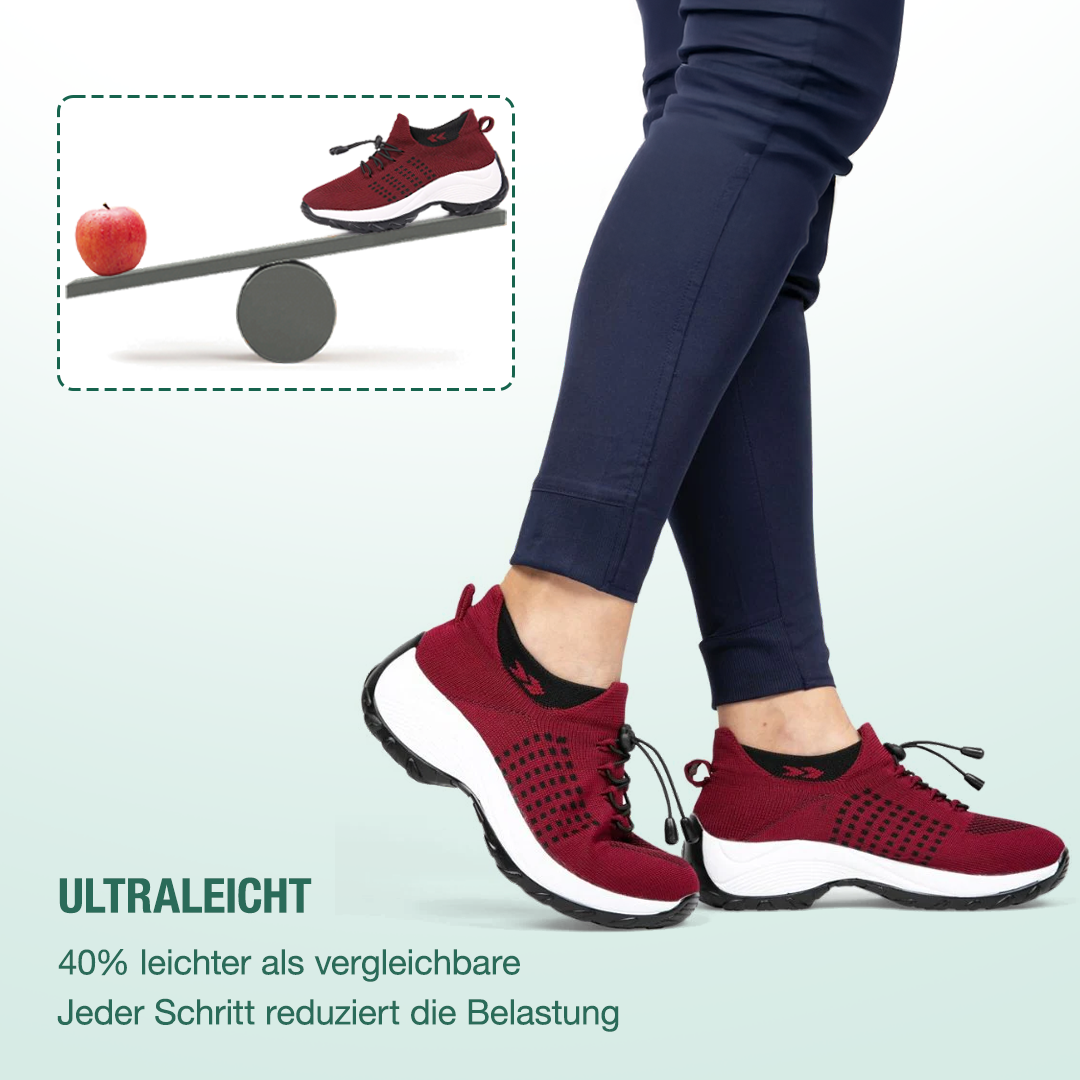Scarpe Ambulo Comfort in Tessuto Knit - Nero e Rosso, il Tuo Stile Confortevole!