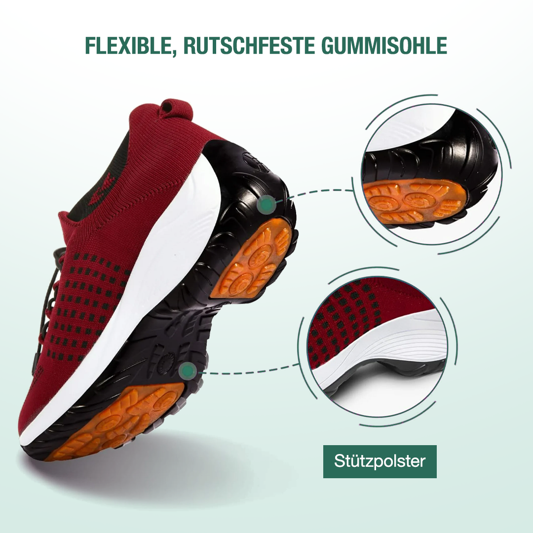 Scarpe Ambulo Comfort in Tessuto Knit - Nero e Rosso, il Tuo Stile Confortevole!