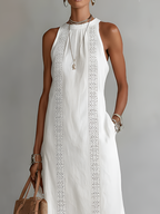 Jimena | Abito Midi in Lino con Collo Mao - Eleganza e Comfort per Ogni Occasione!