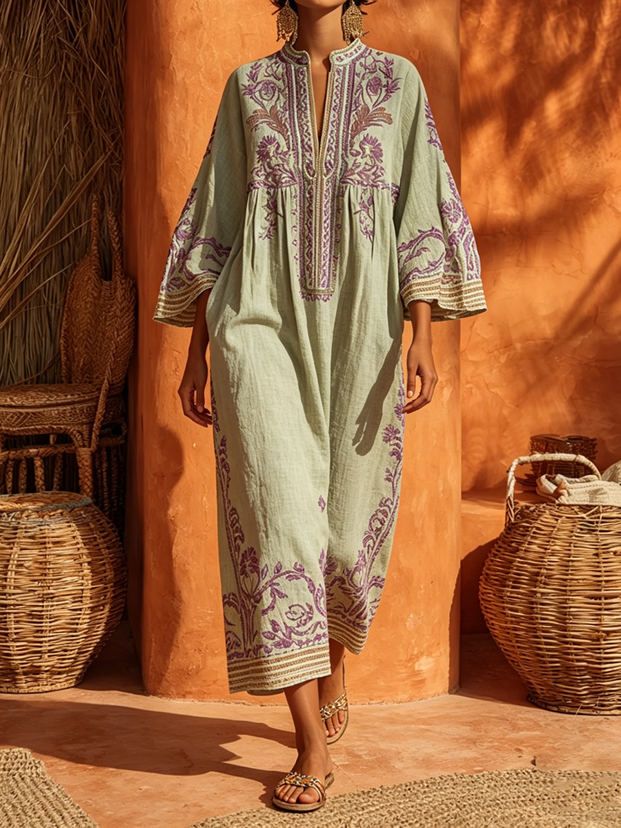 Celestina | Abito Boho Ricamato con Stile Mediterraneo - Eleganza Unica per Ogni Occasione!